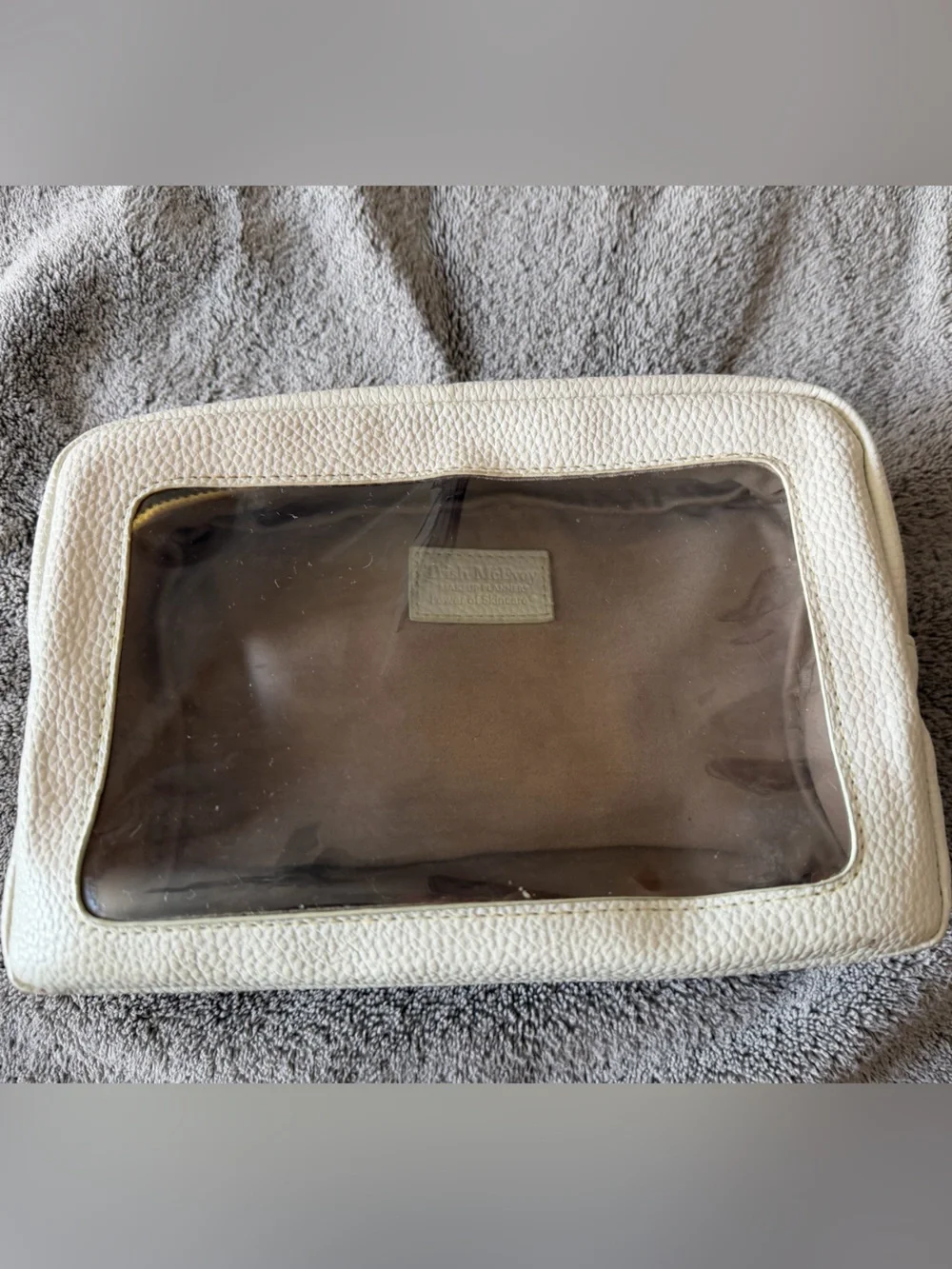 Trish McEvoy White Pebbled Skincare bag